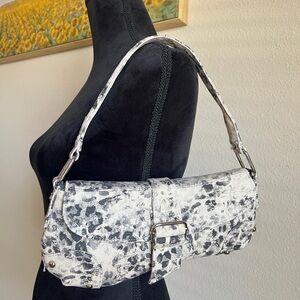 White and Black Printed Shoulder Bag - Women's Fashion Purse